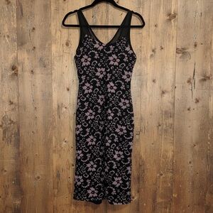 Black & Pink Floral Lace Sheath Dress